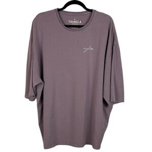 YoungLA Athleisure Casual Cotton Short Sleeve Oversized Tee XXL Lavender Relaxed